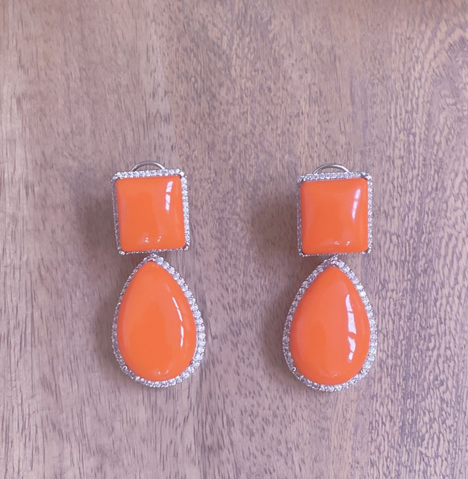 Coral Semi-Precious Stone Earrings