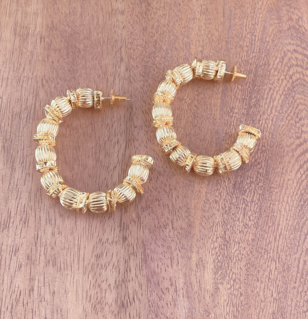 Gold Textured Hoops