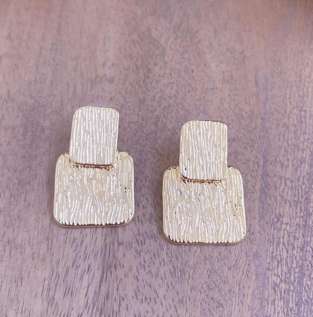 Gold Textured Contemporary Earrings