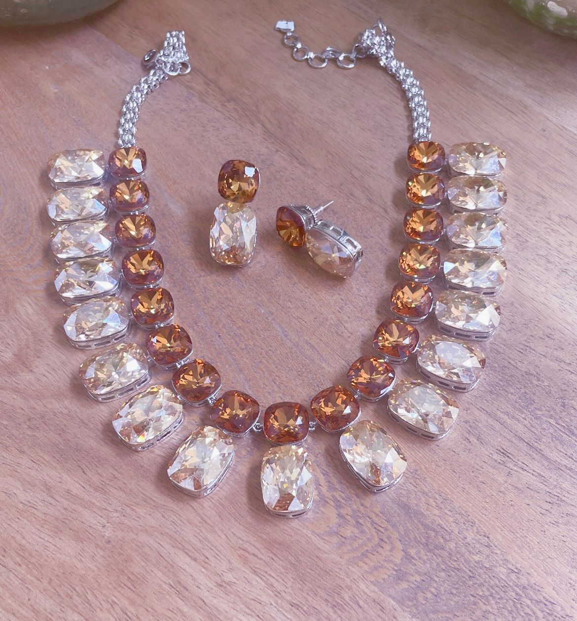 Champagne Colored Crystal Necklace