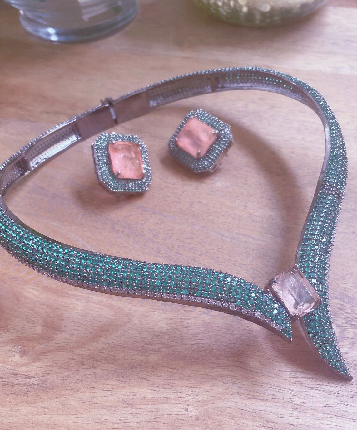 Green Pave Doublet Hasli Necklace