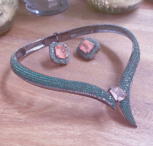 Green Pave Doublet Hasli Necklace